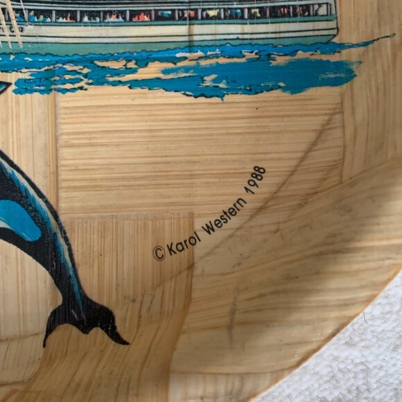 Vintage Woven Wood 1988 San Diego Karol Western Retro Novelty Bar Party 80s Tray - Picture 2 of 5